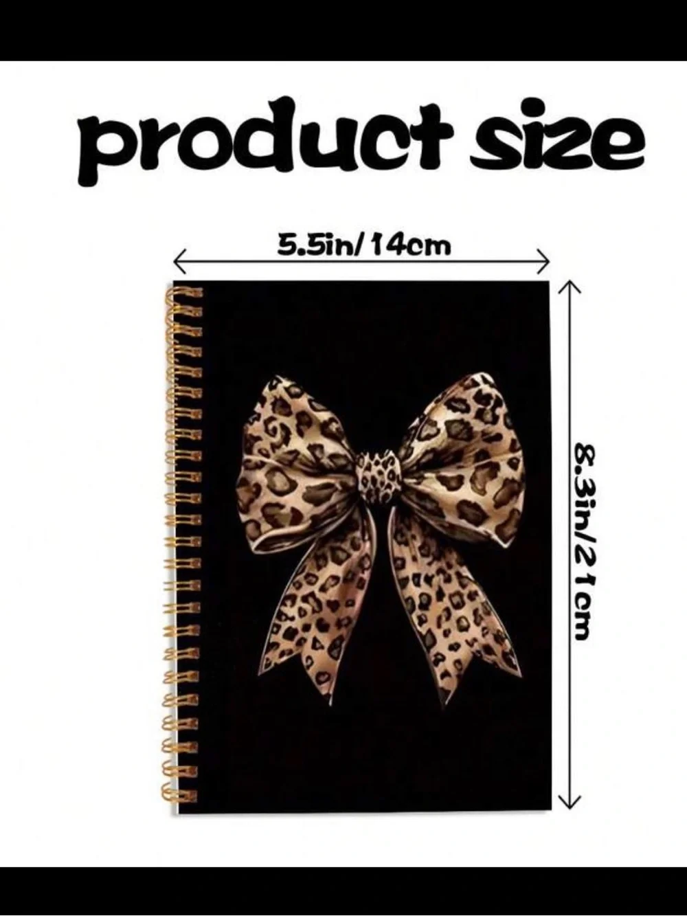 Leopard Bow Spiral Notebook - Black & Tan